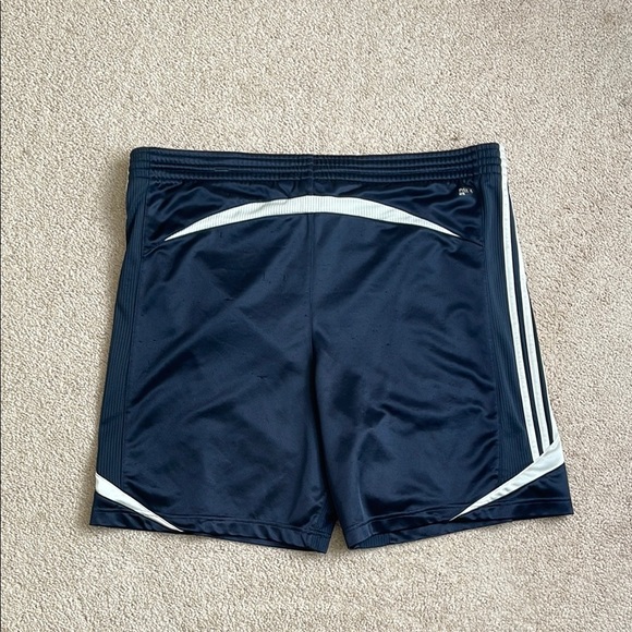 Adidas Blue and White Athletic Shorts with Iconic Stripes - Picture 4 of 5